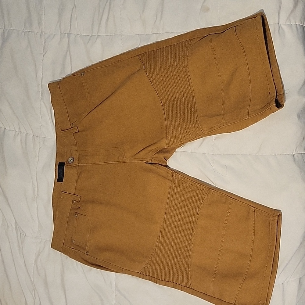 Blue stich biker ribbed shorts